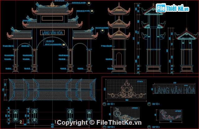 cổng làng đẹp,cổng làng văn hóa 3 tầng,mẫu cổng làng mái cong,cổng làng 3 cửa