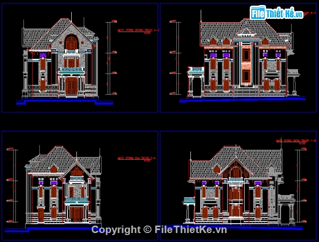 bản vẽ biệt thự,kiến trúc biệt thự,Bản vẽ kiến trúc biệt thự,file cad kiến trúc