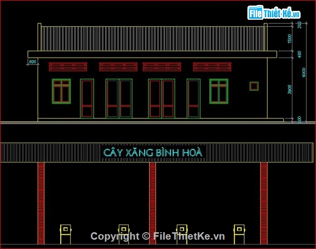 kiến trúc cây xăng,bản vẽ kiến trúc,trạm xăng dầu đẹp,kiến trúc cây xăng Bình Hòa