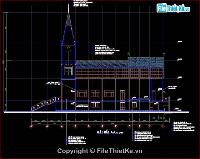 Kiến trúc nhà thờ,file cad nhà thờ đẹp,Nhà thờ kiến bình,nhà thờ thiên chúa giáo