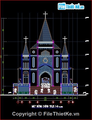 Kiến trúc nhà thờ,file cad nhà thờ đẹp,Nhà thờ kiến bình,nhà thờ thiên chúa giáo