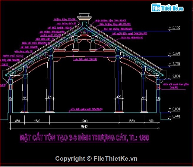 kiến trúc đình thượng cát,bản vẽ đình thượng cát,thiết kế đình thượng cát