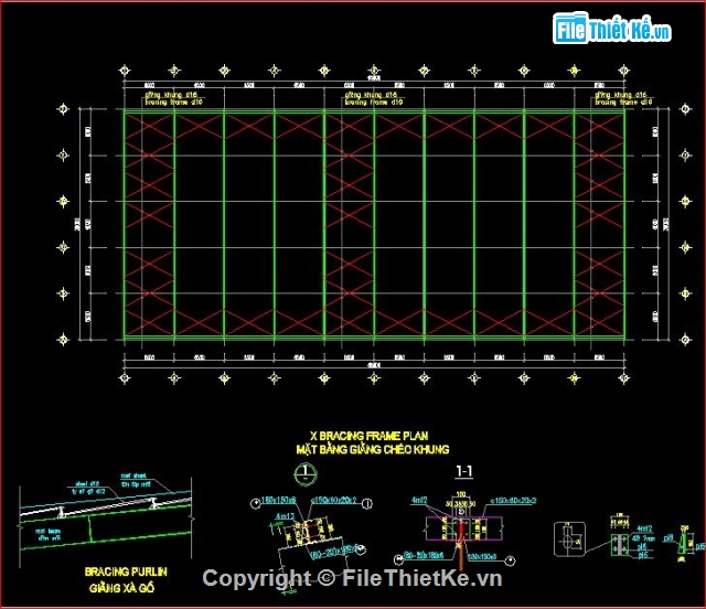 kiến trúc nhà xưởng,kết cấu nhà xưởng,bản vẽ nhà xưởng 65x30m