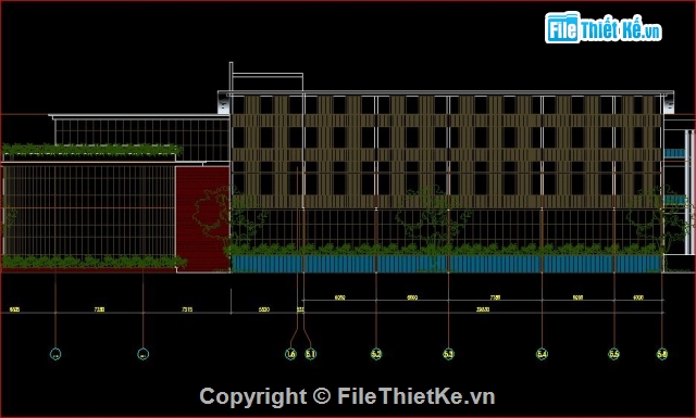 bản vẽ kiến trúc,kiến trúc nhà hiệu bộ,trường tiểu học Suối Hoa