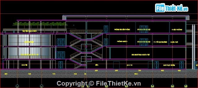 bản vẽ kiến trúc,kiến trúc nhà hiệu bộ,trường tiểu học Suối Hoa