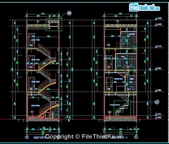 nhà mặt phố,bản vẽ kiến trúc,Bản vẽ nhà phố kt 5.5x12m