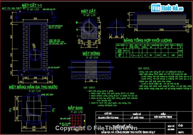 Bản vẽ mẫu hầm ga,cống D200 thu nước sinh hoạt,thiết kế hầm ga