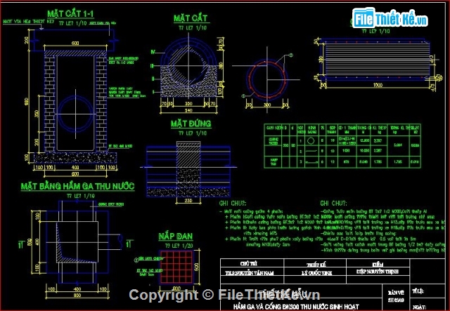 Bản vẽ mẫu hầm ga,cống D200 thu nước sinh hoạt,thiết kế hầm ga