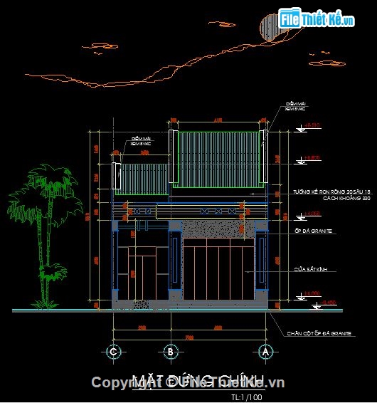 Filethietke nhà cấp 4,Bản vẽ nhà cấp 4,Nhà cấp 4 chữ L,Nhà 1 tầng 7.7x18.73m