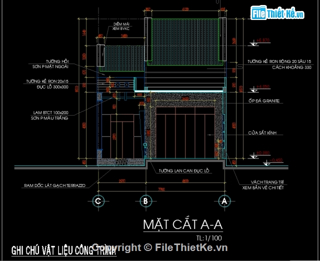 Filethietke nhà cấp 4,Bản vẽ nhà cấp 4,Nhà cấp 4 chữ L,Nhà 1 tầng 7.7x18.73m