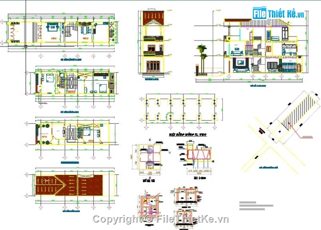 bản vẽ 3 tầng,bản vẽ cad nhà 3 tầng,3 tầng,nhà 3 tầng,nhà dân 5x25m