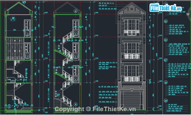 nhà 4 tầng,4 tầng,bản vẽ cad 4 tầng,File cad nhà ở 4 tầng,bản vẽ nhà 4 tầng