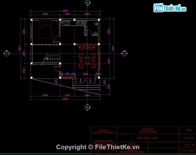 bản vẽ nhà ở,bản vẽ nhà nông thôn,bản vẽ 2 tầng,nhà ở nông thôn 2 tầng,Nhà 2 tầng 8.2x7.0m