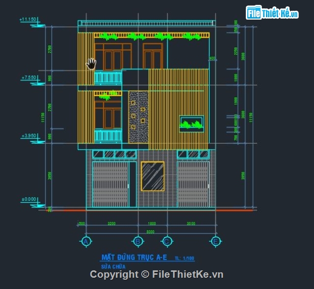 nhà phố 3 tầng,bản vẽ 3 tầng,bản vẽ cad nhà phố