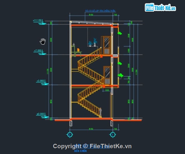 nhà phố 3 tầng,bản vẽ 3 tầng,bản vẽ cad nhà phố