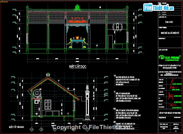 Nhà thờ họ,bản vẽ cad nhà thờ họ,File cad nhà thờ họ,bản vẽ nhà thờ,Nhà thờ họ 6.6x15.6m,nhà thờ họ 6.6x15.6m