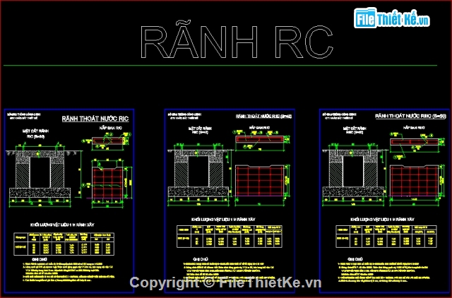 File cad Bản vẽ rãnh thoát nước - đường đô thị