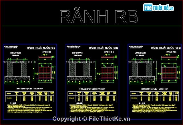 File cad Bản vẽ rãnh thoát nước - đường đô thị