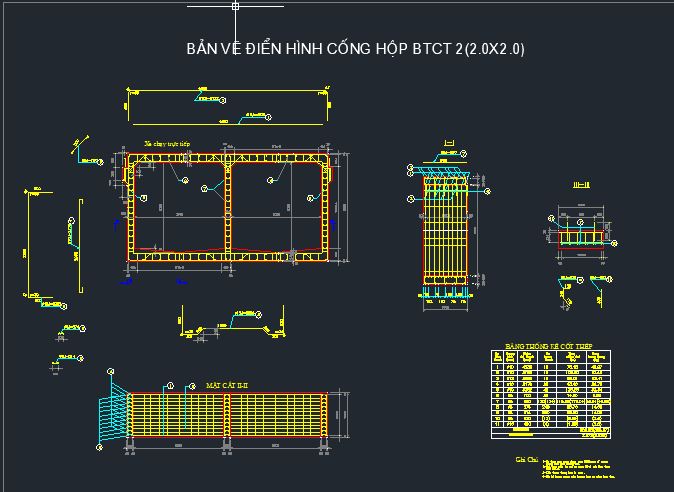 File cad,Bản cad thiết kế,mẫu cống hộp,thiết kế cống hộp 2x2m