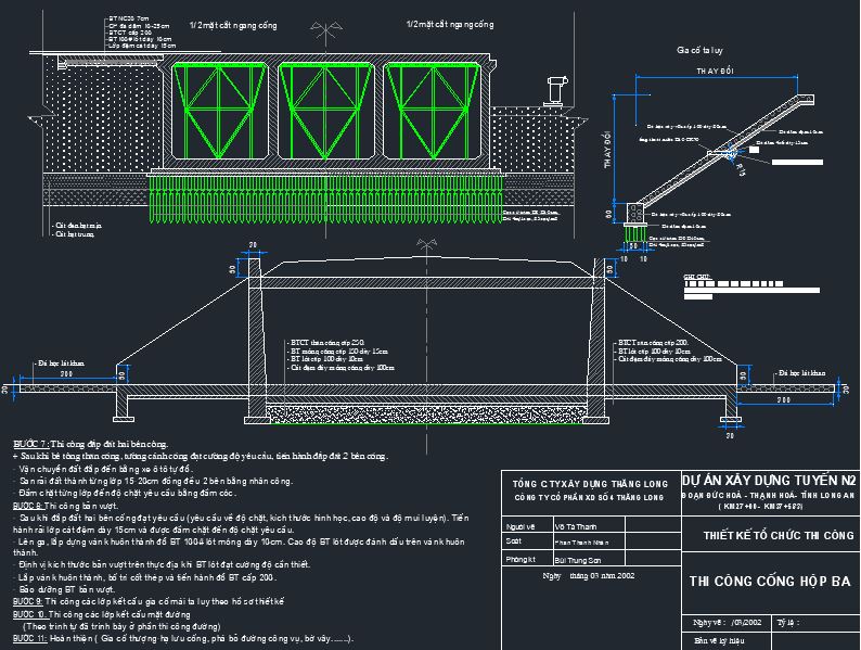 thiết kế cống hộp 3x3m,Bản cad thiết kế,mẫu cống hộp