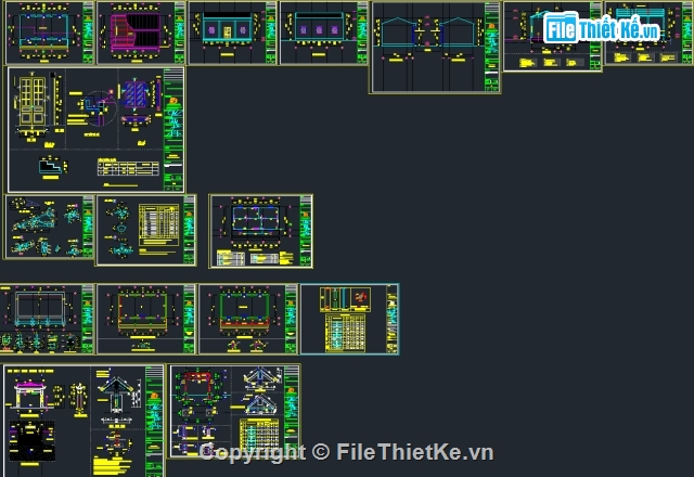 File thiết kế,Bản cad thiết kế,đền thờ,bản vẽ đền thờ