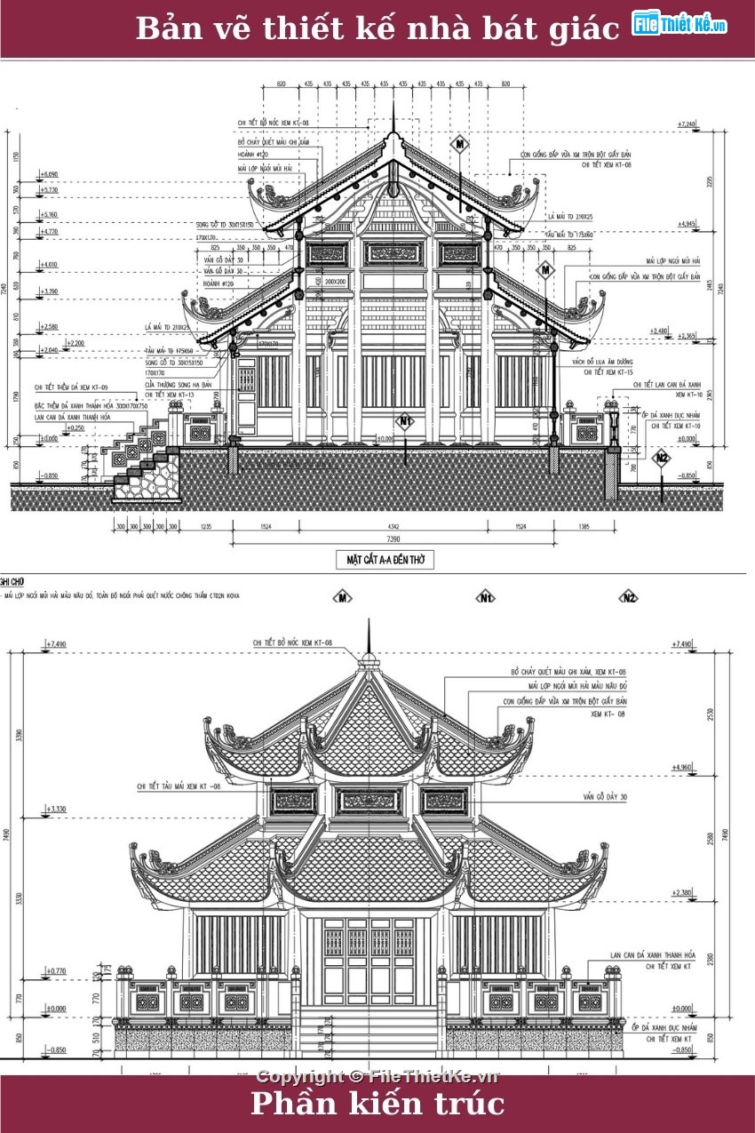 nhà bát giác,cad nhà bát giác,thiết kế nhà bát giác