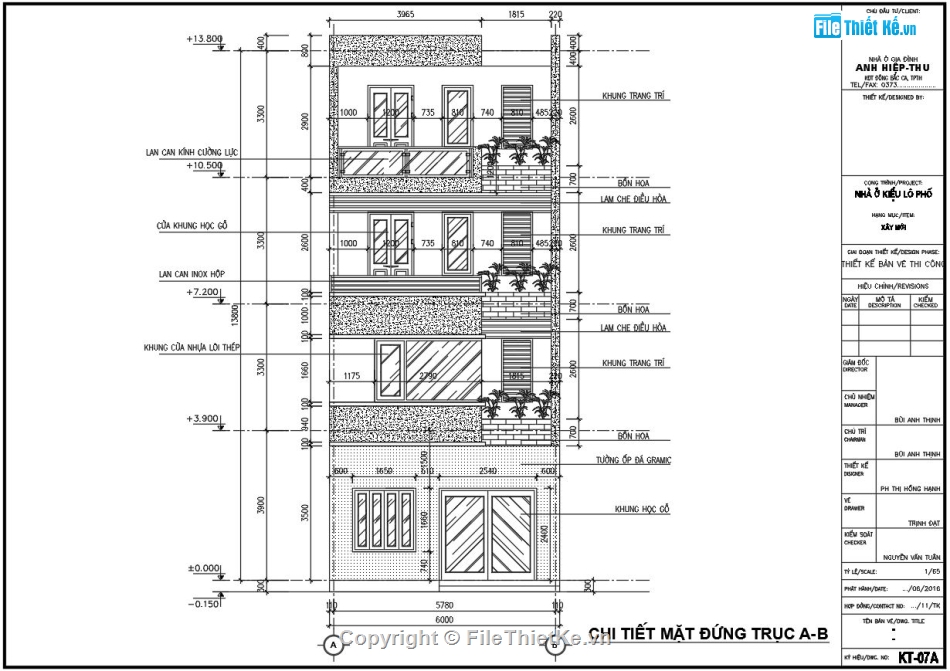 mẫu nhà 4 tầng hiện đại,nhà mặt phố 4 tầng,File cad 4 tầng đẹp,Thiết kế 6x9m đẹp