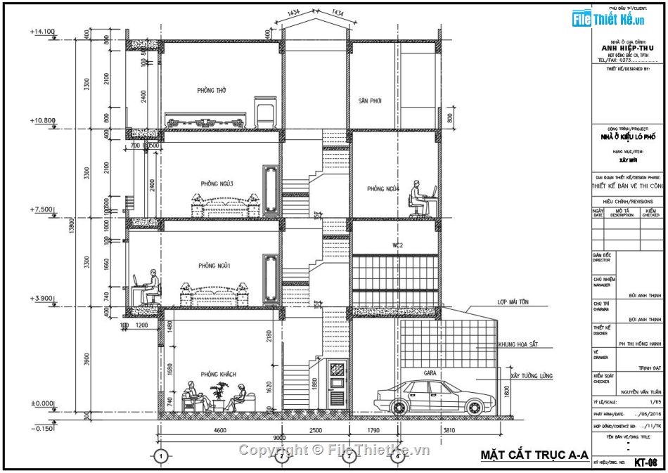 mẫu nhà 4 tầng hiện đại,nhà mặt phố 4 tầng,File cad 4 tầng đẹp,Thiết kế 6x9m đẹp