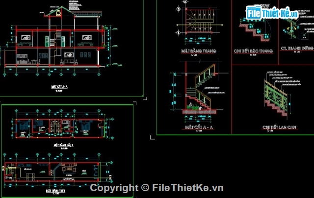 Bản vẽ nhà phố,Thiết kế nhà phố,nhà phố 4 x 17.5m,nhà phố 3 tầng