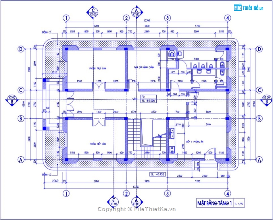 Bản vẽ thiết kế trụ sở công an phường,Bản vẽ trụ sở công an,File cad thiết kế trụ sở công an xã,Trụ sở công an phường 3 tầng