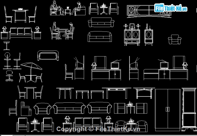 File Cad Bản Vẽ Thư Viện Bàn Ghế Cho Khách Sạn, Hàng Quán