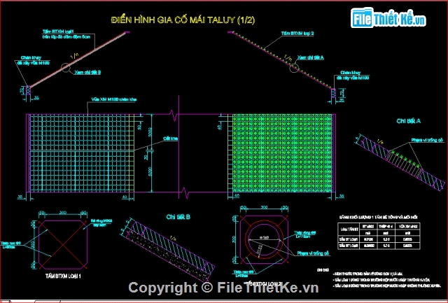Bản vẽ Tường chắn,Gia cố mái taluy,thiết kế tường chắn