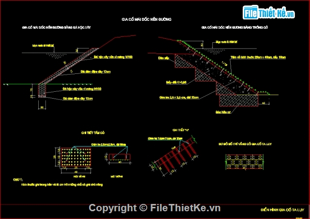 Bản vẽ Tường chắn,Gia cố mái taluy,thiết kế tường chắn