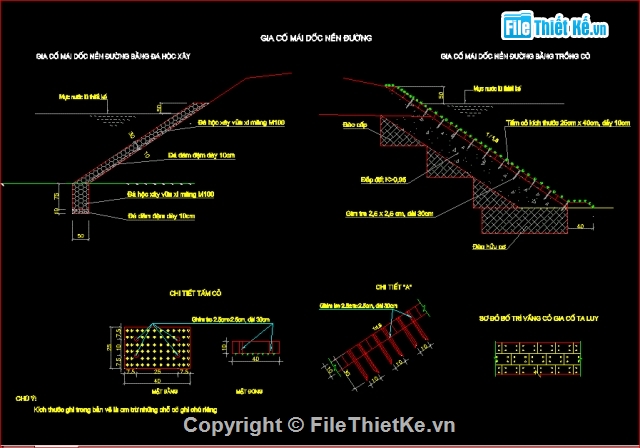 Bản vẽ Tường chắn,Gia cố mái taluy,thiết kế tường chắn