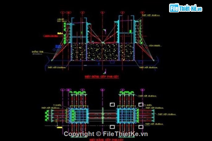 biện pháp thi công trụ,bptc trụ cột,bản vẽ biện pháp thi công