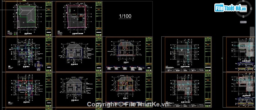 biệt thự 2 tầng,bản vẽ biệt thự 2 tầng,autocad biệt thự 2 tầng,biệt thự 2 tầng file cad