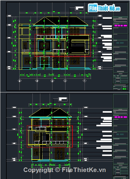 biệt thự 3 tầng,biệt thự gia đình,bản vẽ 3 tầng,bản vẽ cad biệt thự 3 tầng,mẫu biệt thự 3 tầng