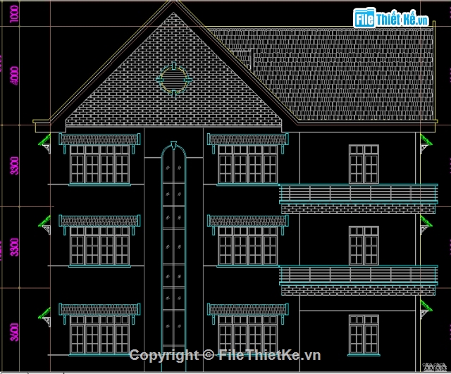 File cad,Biệt thự 3 tầng,mẫu biệt thự,Thiết kế biệt thự