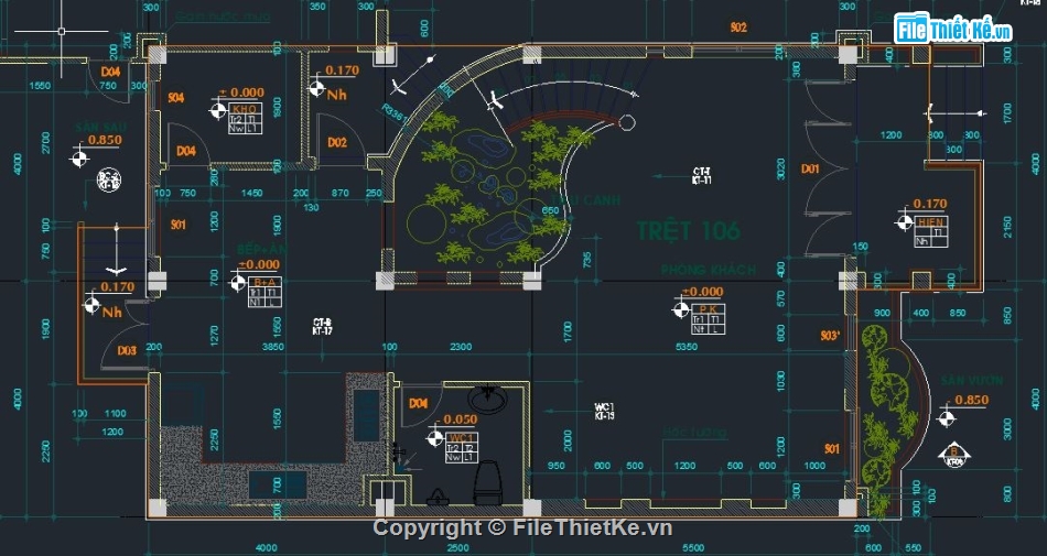 biệt thự 4 tầng,cad biệt thự,kiến trúc biệt thự