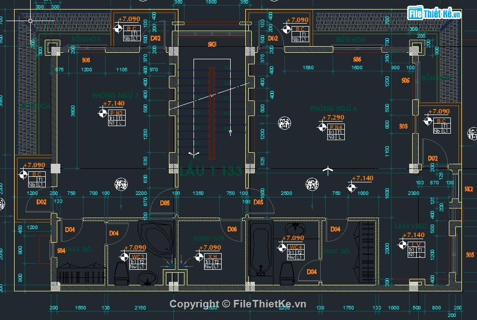 biệt thự 4 tầng,cad biệt thự,kiến trúc biệt thự