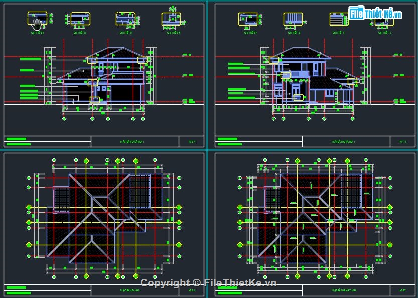 Biệt thự 2 tầng,bản vẽ biệt thư 2 tầng,Biệt thự 12.775x17.275m,Biệt thự mini 2 tầng,bản vẽ biệt thự mini 2 tầng,thiết kế biệt thự mini 2 tầng