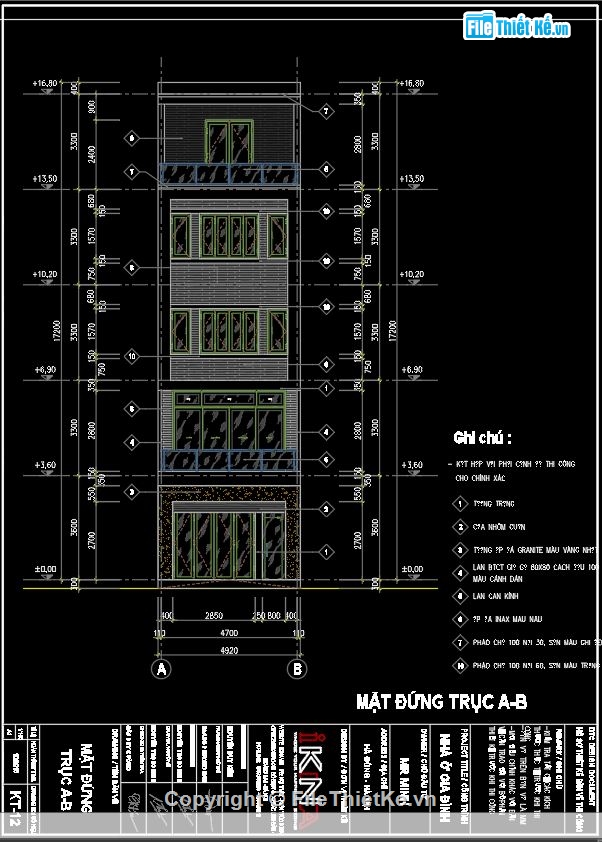 Nhà phố 5 tầng,Nhà phố 5 tầng 5×13.5m,Nhà phố 5×13.5m,Bản vẽ nhà phố,Nhà phố 4 tầng 1 tum