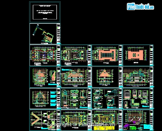 File Auto cad,File cad,Chùa Thiên Ân.,Chùa Thiên Ân Bình Dương,Bản vẽ Chùa Thiên Ân Bình Dương