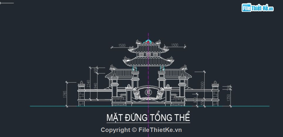 kiến trúc chùa,File cad chùa,kiến trúc đình chùa