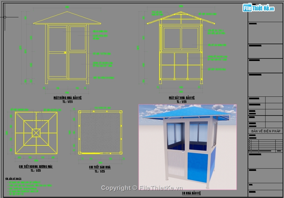 công trình phụ trợ,cad cổng tạm công trình,cad giàn gia công thép 3000,Cad Nhà bảo vệ,cad Hàng rào bao che công trình