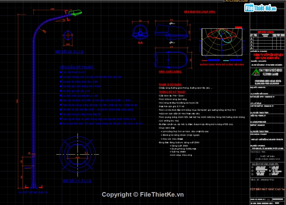 File CAD cột đèn,cột đèn bát giác cao 7m,bản vẽ cột đèn,bản vẽ cột đèn giao thông,cột đèn giao thông
