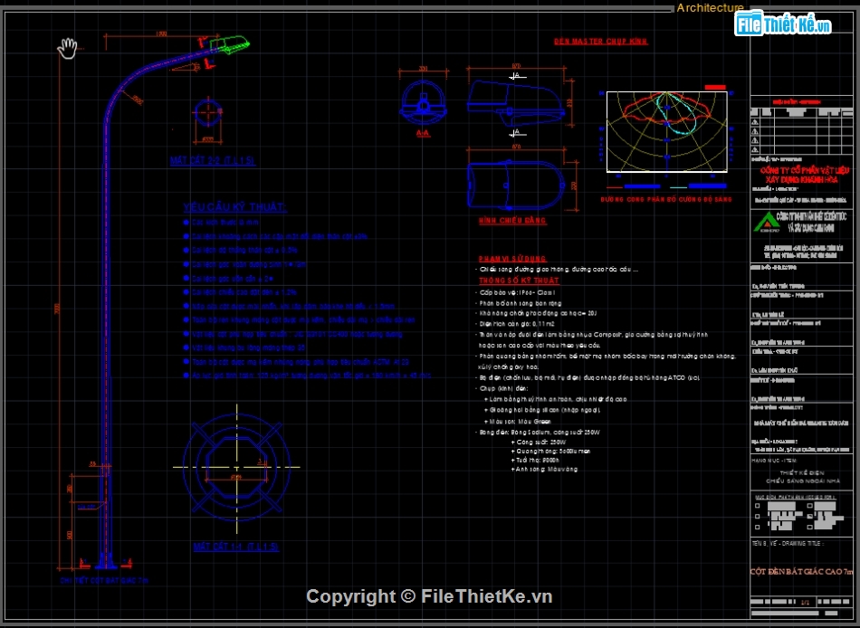 File CAD cột đèn,cột đèn bát giác cao 7m,bản vẽ cột đèn,bản vẽ cột đèn giao thông,cột đèn giao thông