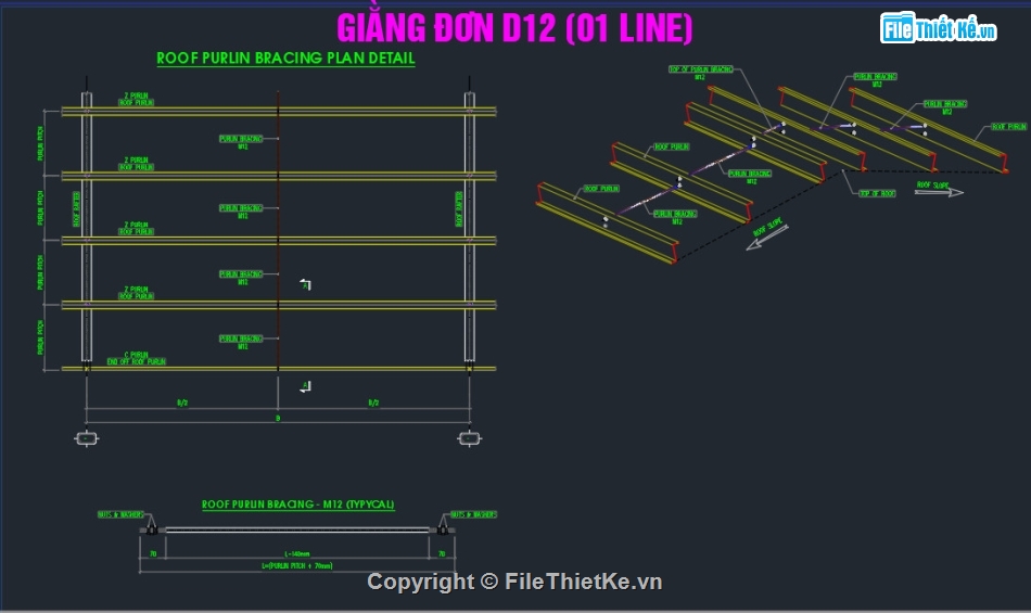 giằng xà gồ mái,xà gồ mái,thanh giằng xà gồ,nhà công nghiệp,nhà thép tiền chế