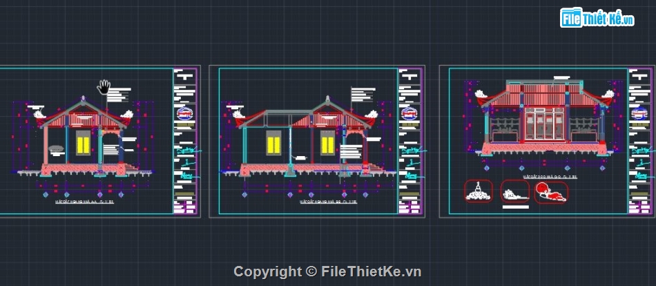 Cad điện thờ,bản vẽ điện thờ,điện thờ quốc mẫu,Điện thờ bà quốc mẫu 6.45x9.9m,File cad Điện thờ bà quốc mẫu,bản vẽ điện đền thờ