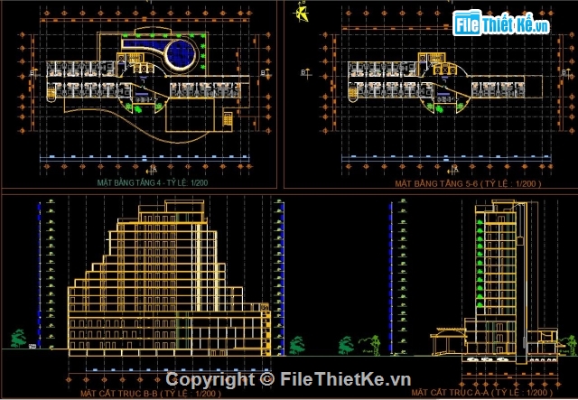 đồ án tốt nghiệp,Khách sạn,bản vẽ khách sạn,khách sạn cad đồ án